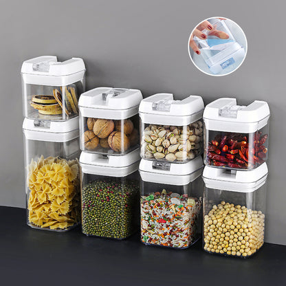 Air-Tight Food Storage Container 7pcs For Cereals Easy Lock Sealed Jar Plastic Transparent Milk Powder Grains Candy Kitchen Organizer